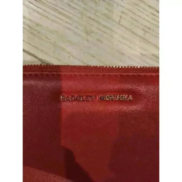 Badgley Mischka Women's Red Studded Zip-Around Wallet - Picture 2 of 11